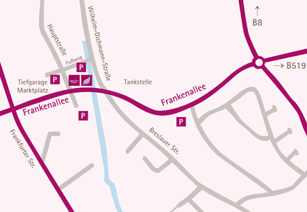 Umgebungsplan der Praxis Dr. Bonczkowitz und Dr. Jokisch im Gesundheitszentrum Kelkheim Lageplan